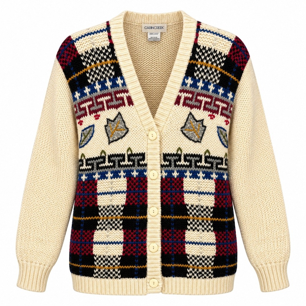 Vintage Cottagecore Patchwork Cardigan Sweater Women Size Large Eclectic Granny